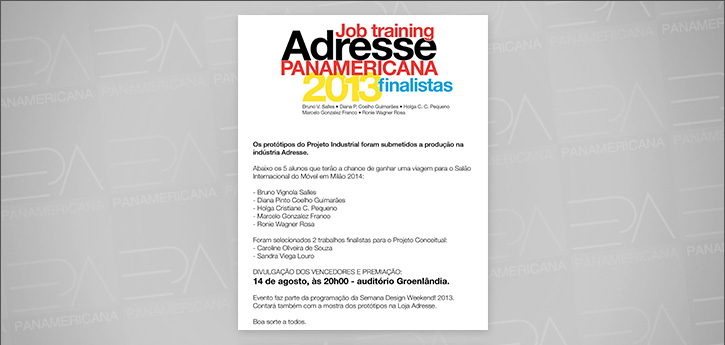 Job Training Adresse Panamericana 2013 - Finalistas